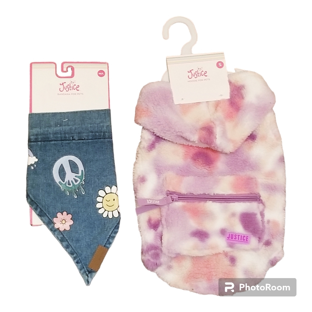 Justice S fleece hoodie and M/L bandana